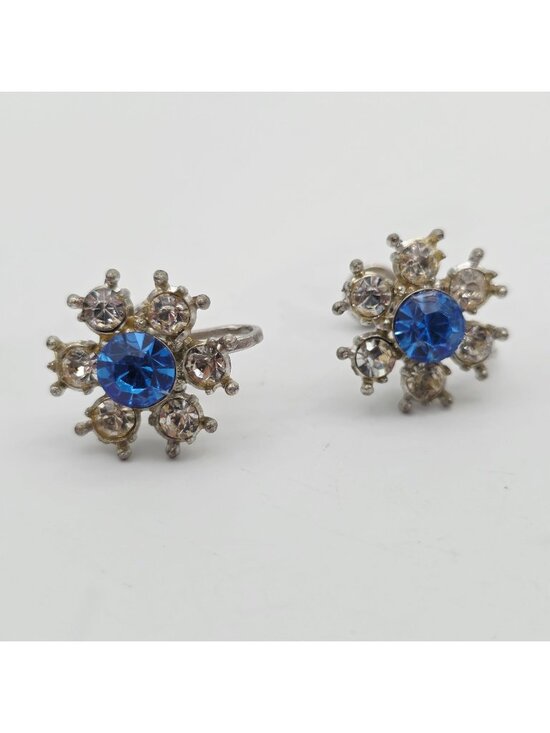 NEMO Jewelry - Vintage NEMO Screw Back Earrings With Blue & Clear Rhinestones